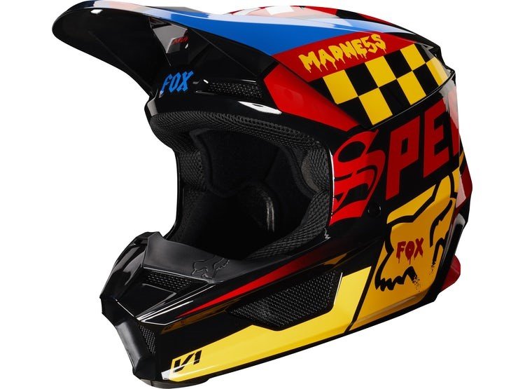 CASCO MOTO V1 CZAR NEGRO AMARILLO FOX 2
