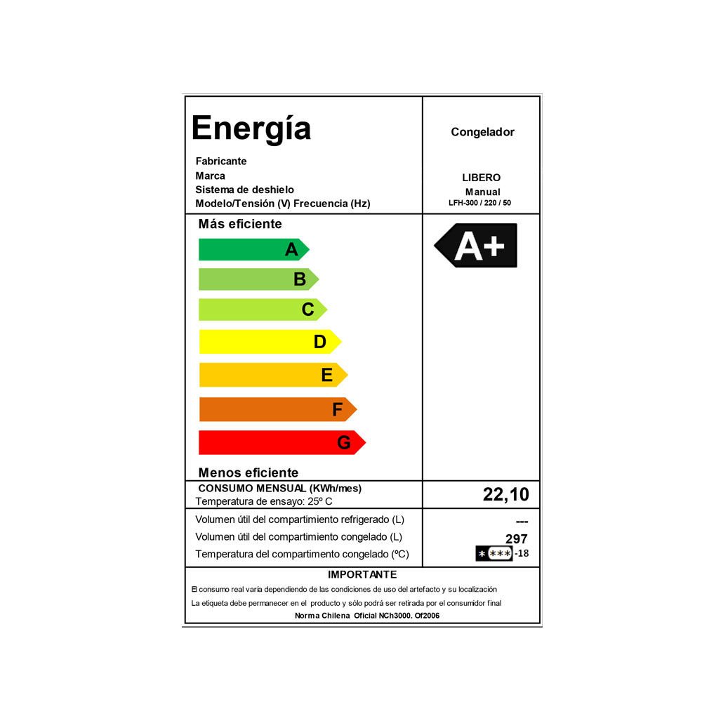 Freezer Horizontal Libero 297 Lt LFH-300 6