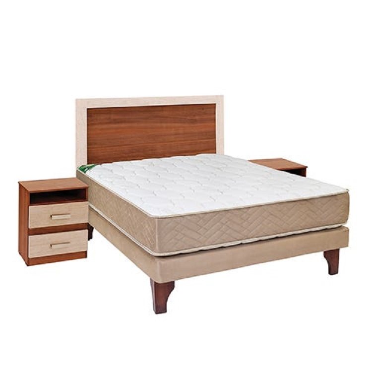 Cama Europea Bamboo 2 plazas Base Normal + Set Alicante