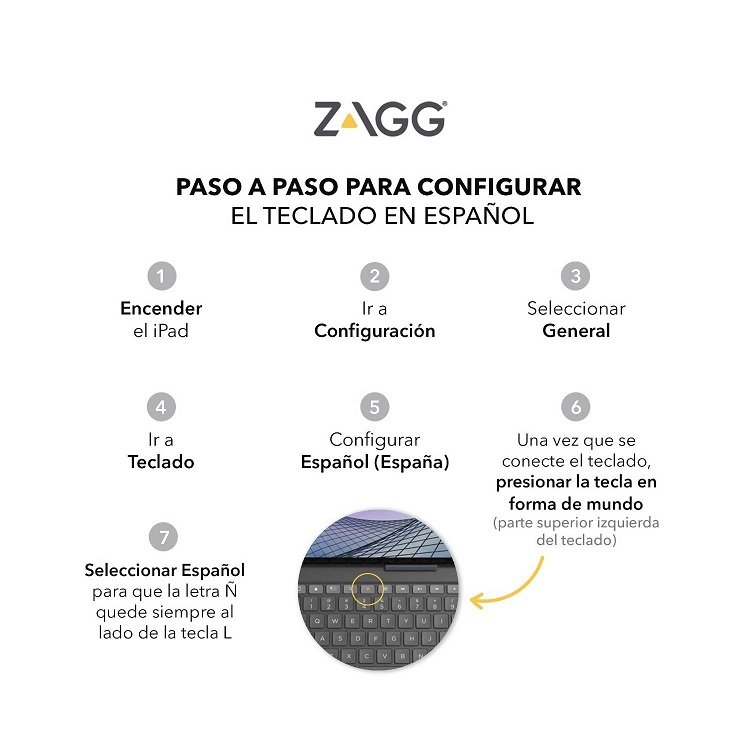 Funda Con Teclado Zagg Para iPad 8 Gen 11