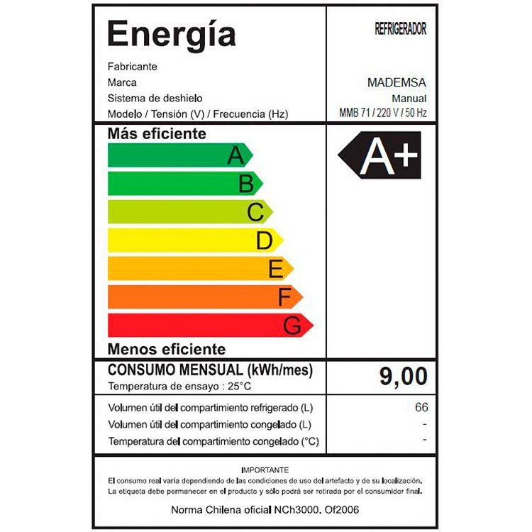 Frigobar Mademsa MMB-71 B 66Lts 4