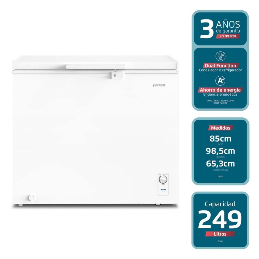 Congelador Freezer Fensa Horizontal Dual 249L Frío Directo Z250D ...